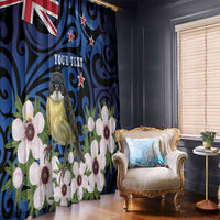 Tomtit New Zealand Personalised Window Curtain Miromiro Manuka Flower Maori Pattern