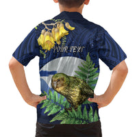 Kakapo New Zealand Personalised Family Matching Tank Maxi Dress and Hawaiian Shirt Kowhai Flower Silver Fern Maori Pattern LT22 - Polynesian Pride
