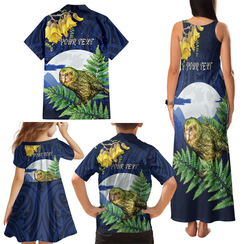 Kakapo New Zealand Personalised Family Matching Tank Maxi Dress and Hawaiian Shirt Kowhai Flower Silver Fern Maori Pattern LT22 - Polynesian Pride