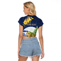 Kakapo New Zealand Personalised Raglan Cropped T Shirt Kowhai Flower Silver Fern Maori Pattern LT22 - Polynesian Pride