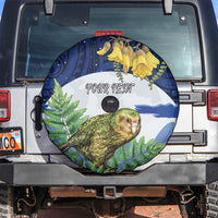 Kakapo New Zealand Personalised Spare Tire Cover Kowhai Flower Silver Fern Maori Pattern LT22 Blue - Polynesian Pride