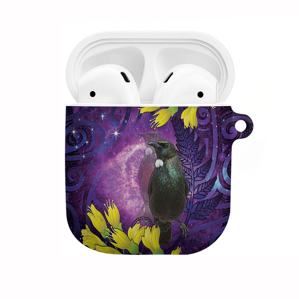 New Zealand Tui Bird Matariki AirPods Case Kowhai Flower Silver Fern Galaxy Maori Pattern