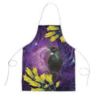 New Zealand Tui Bird Matariki Apron Kowhai Flower Silver Fern Galaxy Maori Pattern LT22 Purple - Polynesian Pride