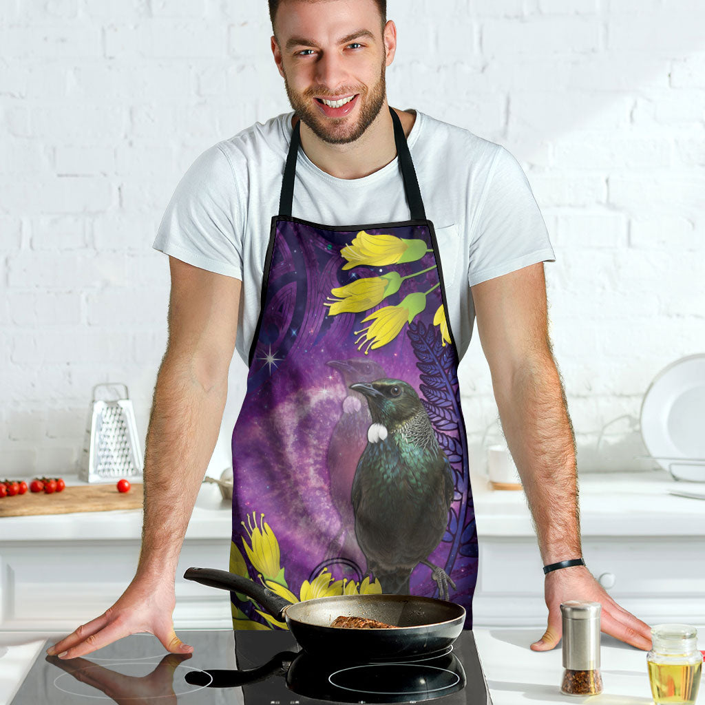 New Zealand Tui Bird Matariki Apron Kowhai Flower Silver Fern Galaxy Maori Pattern LT22 - Polynesian Pride
