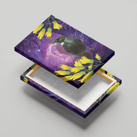 New Zealand Tui Bird Matariki Canvas Wall Art Kowhai Flower Silver Fern Galaxy Maori Pattern