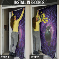 New Zealand Tui Bird Matariki Door Cover Kowhai Flower Silver Fern Galaxy Maori Pattern