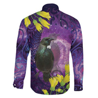 New Zealand Tui Bird Matariki Family Matching Puletasi and Hawaiian Shirt Kowhai Flower Silver Fern Galaxy Maori Pattern