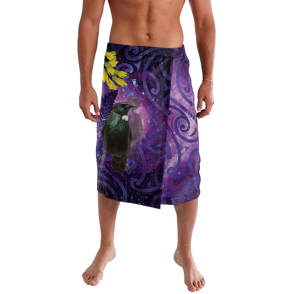 New Zealand Tui Bird Matariki Lavalava Kowhai Flower Silver Fern Galaxy Maori Pattern LT22 Purple - Polynesian Pride