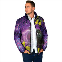 New Zealand Tui Bird Matariki Padded Jacket Kowhai Flower Silver Fern Galaxy Maori Pattern