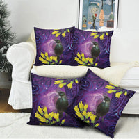 New Zealand Tui Bird Matariki Pillow Cover Kowhai Flower Silver Fern Galaxy Maori Pattern
