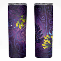 New Zealand Tui Bird Matariki Skinny Tumbler Kowhai Flower Silver Fern Galaxy Maori Pattern