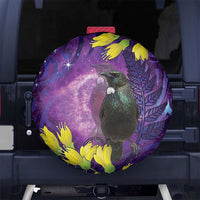 New Zealand Tui Bird Matariki Spare Tire Cover Kowhai Flower Silver Fern Galaxy Maori Pattern