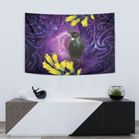 New Zealand Tui Bird Matariki Tapestry Kowhai Flower Silver Fern Galaxy Maori Pattern