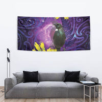 New Zealand Tui Bird Matariki Tapestry Kowhai Flower Silver Fern Galaxy Maori Pattern