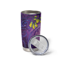 New Zealand Tui Bird Matariki Tumbler Cup Kowhai Flower Silver Fern Galaxy Maori Pattern