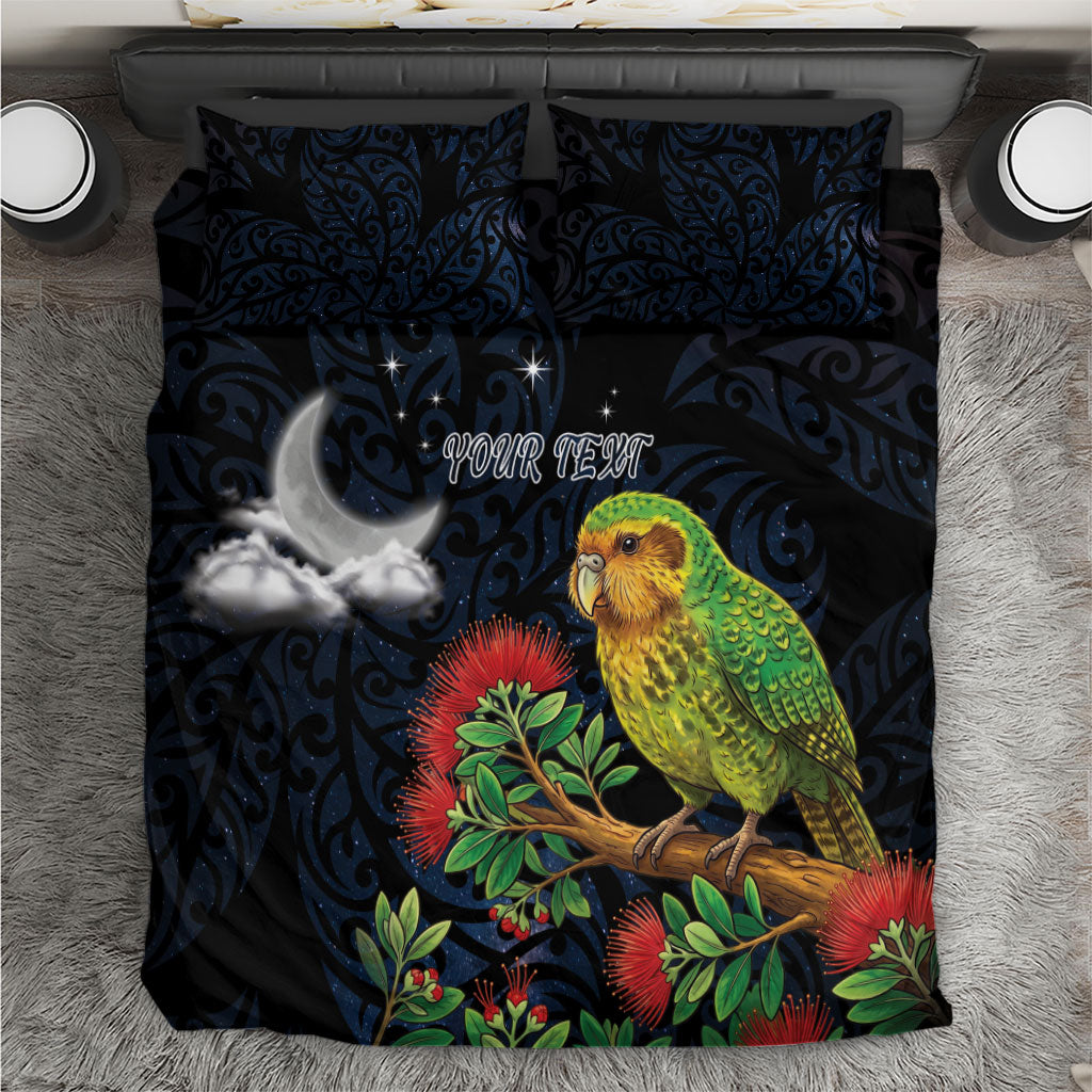 New Zealand Kakapo Matariki Personalised Bedding Set Pohutukawa Flower Galaxy Maori Pattern