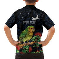 New Zealand Kakapo Matariki Personalised Family Matching Off Shoulder Maxi Dress and Hawaiian Shirt Pohutukawa Flower Galaxy Maori Pattern LT22 - Polynesian Pride