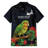 New Zealand Kakapo Matariki Personalised Family Matching Off Shoulder Maxi Dress and Hawaiian Shirt Pohutukawa Flower Galaxy Maori Pattern LT22 - Polynesian Pride
