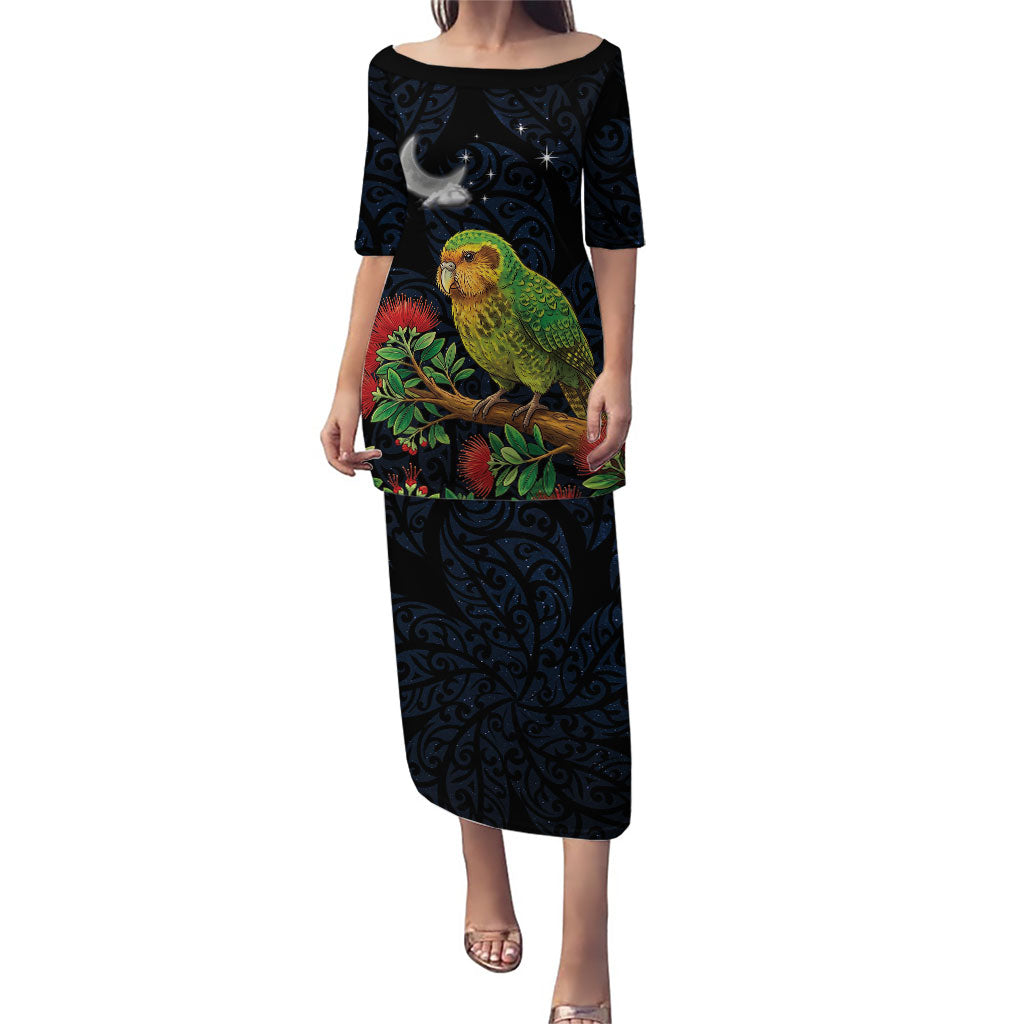 New Zealand Kakapo Matariki Personalised Family Matching Puletasi and Hawaiian Shirt Pohutukawa Flower Galaxy Maori Pattern