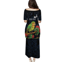 New Zealand Kakapo Matariki Personalised Family Matching Puletasi and Hawaiian Shirt Pohutukawa Flower Galaxy Maori Pattern