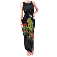 New Zealand Kakapo Matariki Personalised Family Matching Tank Maxi Dress and Hawaiian Shirt Pohutukawa Flower Galaxy Maori Pattern