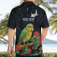 New Zealand Kakapo Matariki Personalised Hawaiian Shirt Pohutukawa Flower Galaxy Maori Pattern