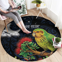 New Zealand Kakapo Matariki Personalised Round Carpet Pohutukawa Flower Galaxy Maori Pattern