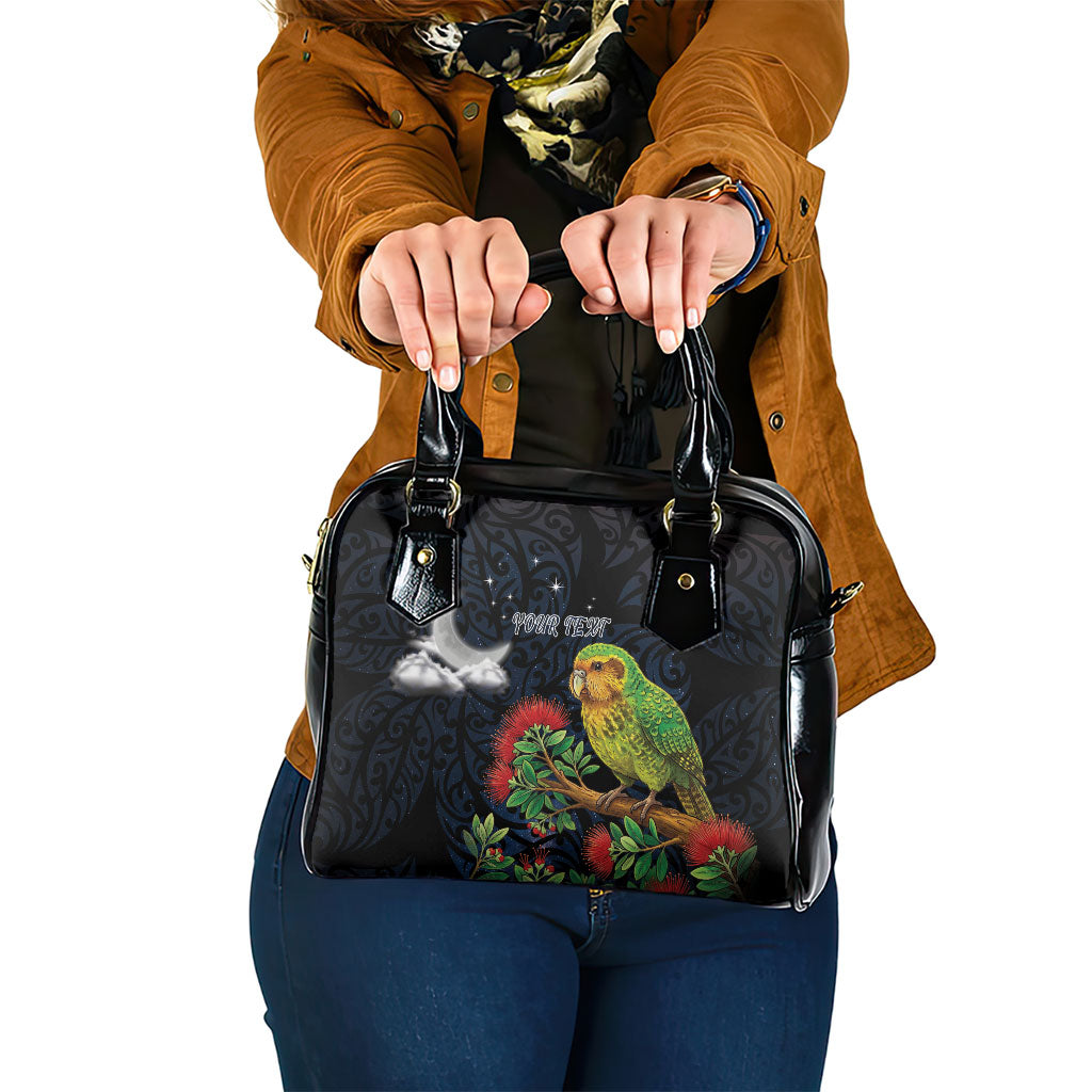 New Zealand Kakapo Matariki Personalised Shoulder Handbag Pohutukawa Flower Galaxy Maori Pattern