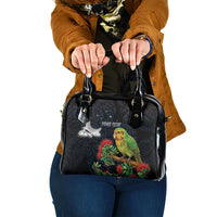 New Zealand Kakapo Matariki Personalised Shoulder Handbag Pohutukawa Flower Galaxy Maori Pattern