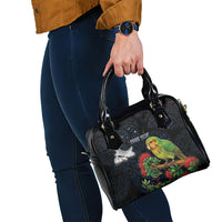 New Zealand Kakapo Matariki Personalised Shoulder Handbag Pohutukawa Flower Galaxy Maori Pattern