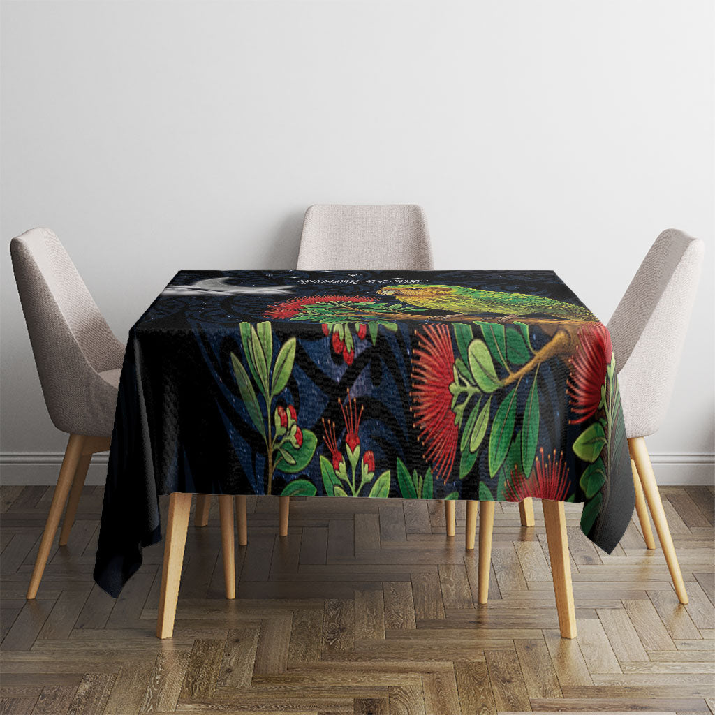 New Zealand Kakapo Matariki Personalised Tablecloth Pohutukawa Flower Galaxy Maori Pattern LT22 - Polynesian Pride