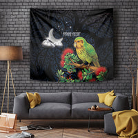 New Zealand Kakapo Matariki Personalised Tapestry Pohutukawa Flower Galaxy Maori Pattern