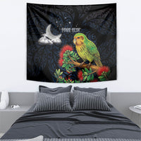 New Zealand Kakapo Matariki Personalised Tapestry Pohutukawa Flower Galaxy Maori Pattern