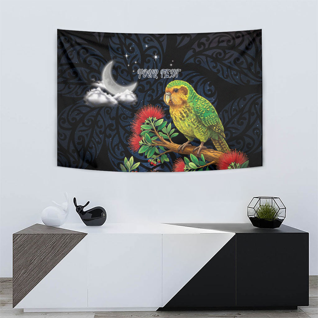 New Zealand Kakapo Matariki Personalised Tapestry Pohutukawa Flower Galaxy Maori Pattern
