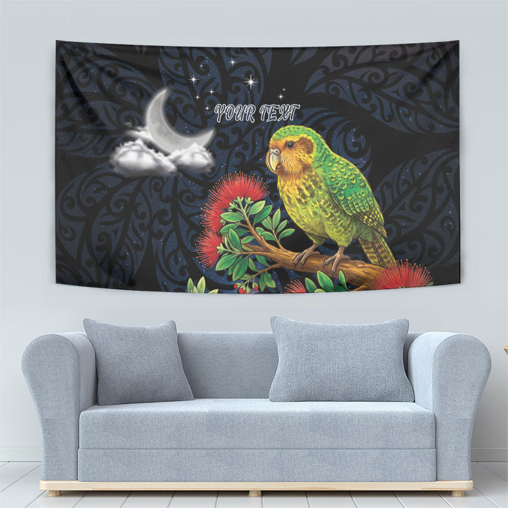 New Zealand Kakapo Matariki Personalised Tapestry Pohutukawa Flower Galaxy Maori Pattern