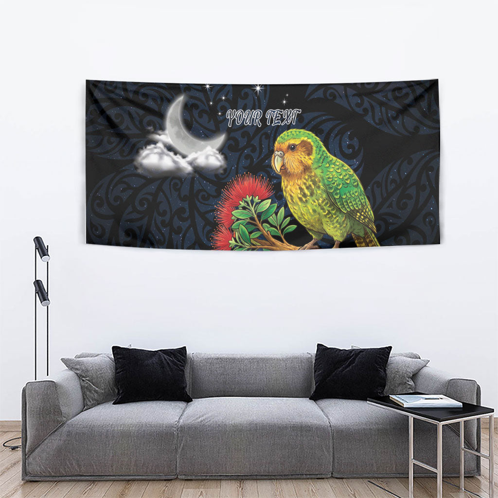 New Zealand Kakapo Matariki Personalised Tapestry Pohutukawa Flower Galaxy Maori Pattern