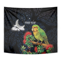 New Zealand Kakapo Matariki Personalised Tapestry Pohutukawa Flower Galaxy Maori Pattern