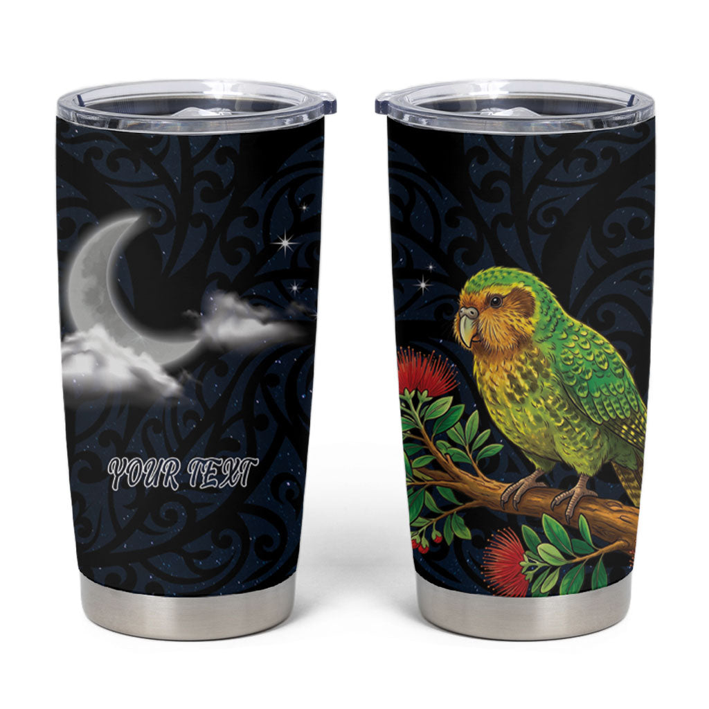 New Zealand Kakapo Matariki Personalised Tumbler Cup Pohutukawa Flower Galaxy Maori Pattern