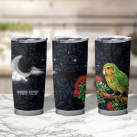 New Zealand Kakapo Matariki Personalised Tumbler Cup Pohutukawa Flower Galaxy Maori Pattern