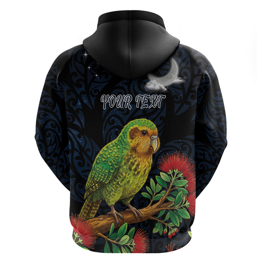 New Zealand Kakapo Matariki Personalised Zip Hoodie Pohutukawa Flower Galaxy Maori Pattern LT22 - Polynesian Pride