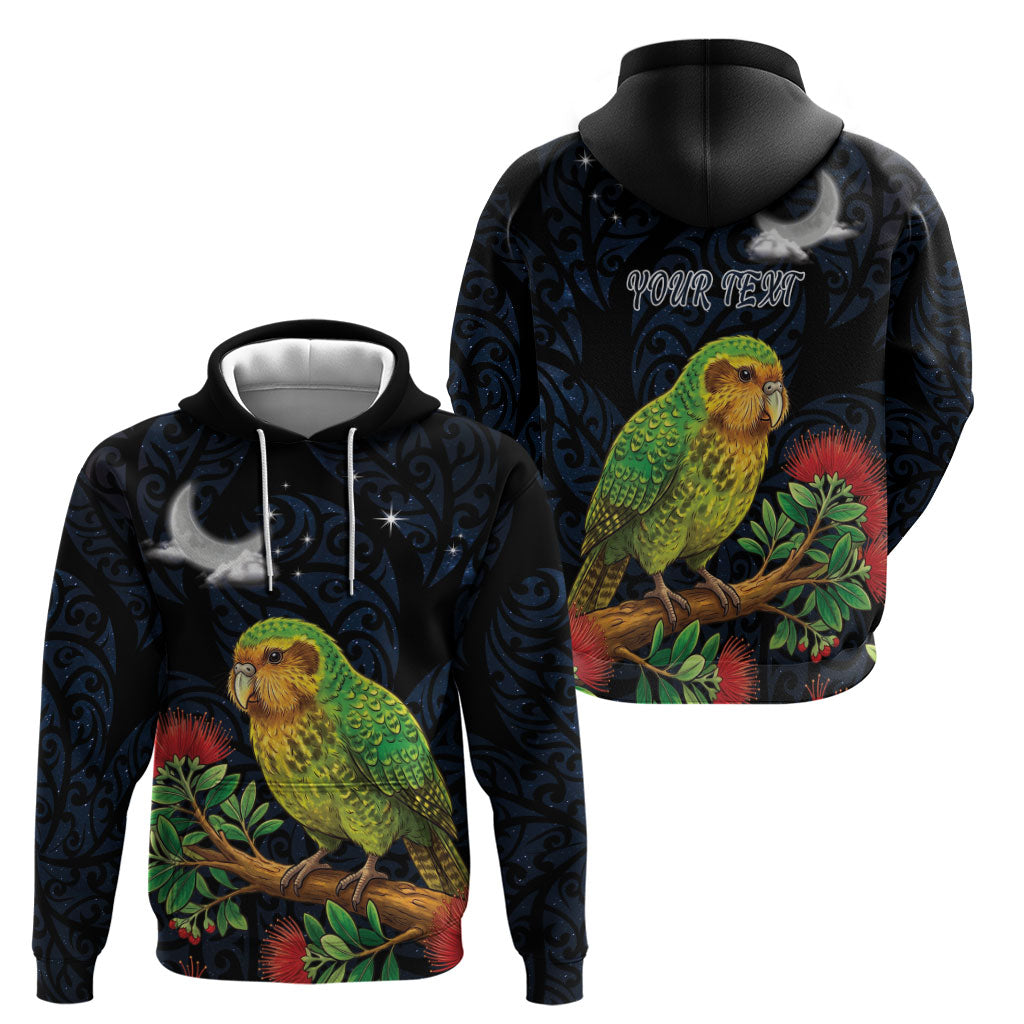New Zealand Kakapo Matariki Personalised Zip Hoodie Pohutukawa Flower Galaxy Maori Pattern LT22 - Polynesian Pride