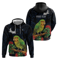 New Zealand Kakapo Matariki Personalised Zip Hoodie Pohutukawa Flower Galaxy Maori Pattern LT22 - Polynesian Pride