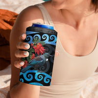 Tui Bird Kakabeak New Zealand 4 in 1 Can Cooler Tumbler Clianthus Galaxy Maori Koru Pattern LT22 - Polynesian Pride