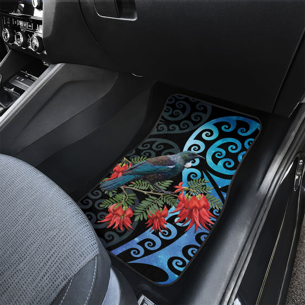 Tui Bird Kakabeak New Zealand Car Mats Clianthus Galaxy Maori Koru Pattern