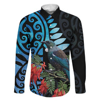 Tui Bird Kakabeak New Zealand Family Matching Tank Maxi Dress and Hawaiian Shirt Clianthus Galaxy Maori Koru Pattern