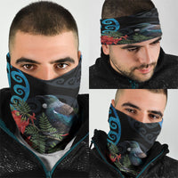 Tui Bird Kakabeak New Zealand Neck Gaiter Clianthus Galaxy Maori Koru Pattern