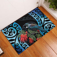 Tui Bird Kakabeak New Zealand Rubber Doormat Clianthus Galaxy Maori Koru Pattern