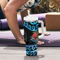 Tui Bird Kakabeak New Zealand Tumbler With Handle Clianthus Galaxy Maori Koru Pattern