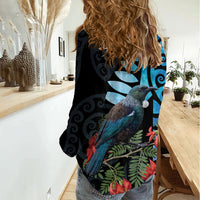 Tui Bird Kakabeak New Zealand Women Casual Shirt Clianthus Galaxy Maori Koru Pattern LT22 - Polynesian Pride