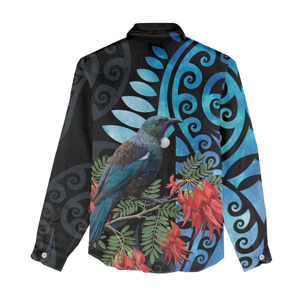 Tui Bird Kakabeak New Zealand Women Casual Shirt Clianthus Galaxy Maori Koru Pattern LT22 - Polynesian Pride